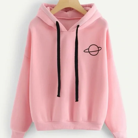 SHEIN Tops Shein Pink Planet Print Hoodie Great Condition